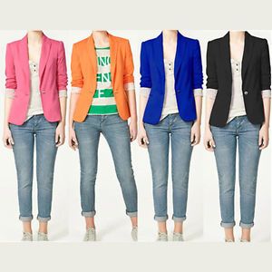 Hot Fashion Q019 Candy Color Womens Casual Tunic Foldable Sleeve Blazer Jacket