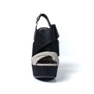 Black Gray Peep Toe Womens Shoes Chunky High Heel Platform Pump Sandal US 8 5