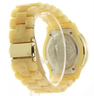 XOXO Womens Hot Plastic Horn Bracelet with Rhinestones on Gold Case Watch XO5521