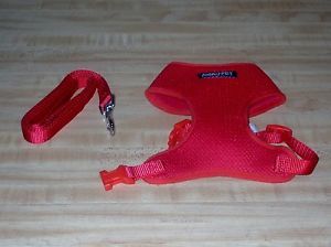 Soft Dog Harness with Leash Red Mesh Small Animal Pet Rabbit Cat Walking New