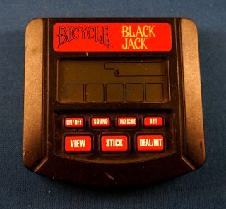 Bicycle Blackjack 21 Electronic Handheld LCD Game Casino Las Vegas Tiger Pocket
