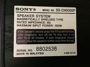 Sony SS CN5000P Center Channel Speaker Surround Sound Home Theater