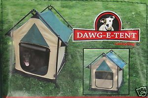 Dawg E Tent Dog Tent Portable Travel Shelter Kennel Camping Pop Up Frame w Case