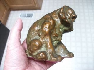 19 Cen Antique Spaniel Puppy Dog Bronze Statue Vtg Art Paperweight Doorstop