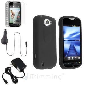 Black Phone Case Retract Car Home Charger LCD for HTC T Mobile myTouch 4G Slide