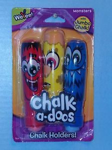 Wevee Chalk A Doos Chalk Holders with Jumbo Chalk Monsters Red Yellow Blue