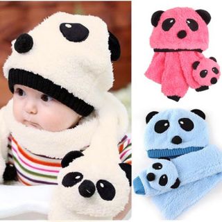 Baby's Children's Winter Warm Hat Panda Hat Caps Scarf Suit Cute Boy's Girls