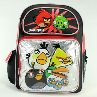 Rovio Angry Birds Attack Silver 16" Large Backpack Book Bag School Boys Girls