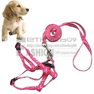 Pink Detachable Pet Puppy Small Dog Lead Leash Harness Pulling Nylon Rope New