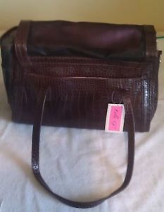 New Lola G Small Dog Cat Pet Travel Carrier Tote Bag Purse Brown Faux Crocodile