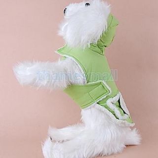 Dog Sleeveless Hoodie Coat Vest Clothes Apparel Green M