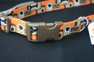 New Nylon Orange Bones Premium Designer Small Dog Cat Collar 3 8"x8" 12"
