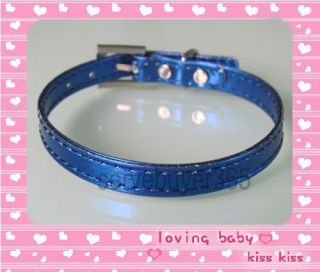 Cute Leather Cat Pet Dog Collar x Small XS Blue Free