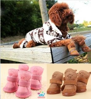 Hot Warmer Winter Cozy Pet Dog Boots Puppy Shoes 2 Colors for Small Dog Size 1 5