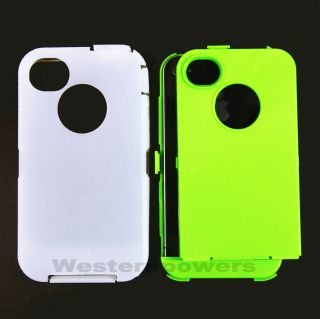 For Apple iPhone 4 4S Clear Green Hybrid Heavy Duty Impact Case 6 Accessories