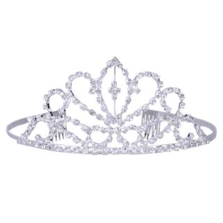 New Bride Rhinestone Tiara Wedding Crown Hair Clip Headband 34