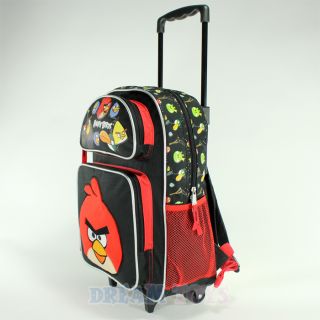 Rovio Angry Birds Shooting 16" Roller Backpack Book Bag Rolling Girls Boys
