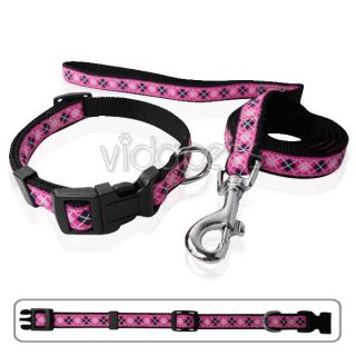 Yellow Pink Blue Ribbon Nylon Dog Collar 4ft Leash Small Medium Large s M L