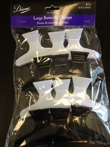 New Diane 12 Pack Large Butterfly Hair Clips Clamps Black White D13