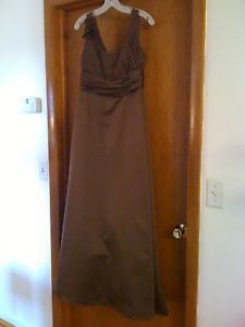 Worn Once David's Bridal Bridesmaid Long Dress Cocoa Brown Sleeveless $159