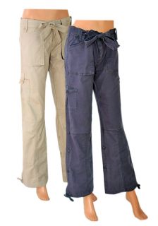 Ladies Combat Loose Fit Trousers Cargo Pants Straight Leg Roll Up Womens Size