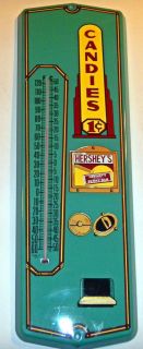 Vintage Hershey's Candies Metal Advertsing Thermometer Candy Machine Sign