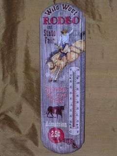 Vintage Antique Style Rodeo Sideshow Carnival Circus Bar Thermometer Tin Sign
