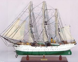 Ready to Display Wooden Model Boat of Sail Training SHIP Danmark Display Case