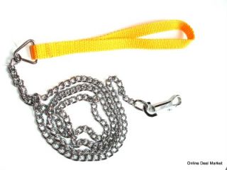 Dog Pet Puppy Leash Training Lead Chain w Nylon Handle Swivel Hook 48" Yellow