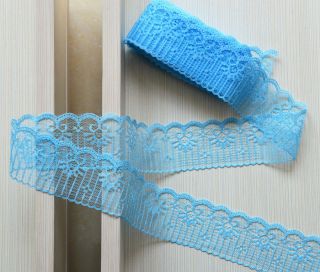 10yard Embroidered Net Lace Trim Ribbon Sky Biue Color Select 730 BD 44