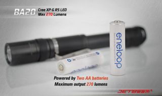 JETBeam BA20 Compact Waterproof LED Torch Flashlight Flash Light 2AA Battery AA