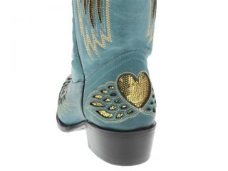 Women's Ladies Turquoise Leather Sequins Cowboy Boots Western Riding Biker Rodeo