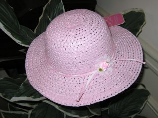 New "Pastel Pink" Dress Up Party Girls Easter Straw Hat Clothes Toddler Kids Tea