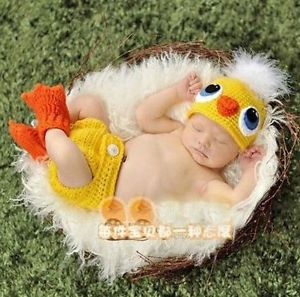 Newborn Baby Infant Chicken Knitted Crochet Costume Photo Photography Prop L86
