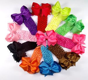 Wholesale Lot 10 Girl Baby Infant Costume Boutique 4" Hair Bow Headband H Ribbon