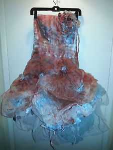 Vintage Zombie Prom Dress Baby Blue DIY Bloody Halloween Costume Pinup 1OFAKIND