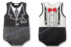 Smart Baby Boy Sleeveless Black White Tie Bow Suit Costume One Piece 1 15 Months