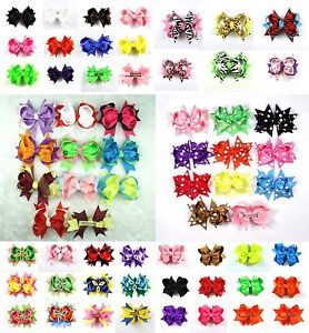 Baby Girl Toddlers Costume Grosgrain Ribbon Boutique Hair Bows Flowers Clips