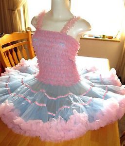 Vintage Costume Petticoat Dress Bo Peep Adult Sissy Baby Dress Pink Ruffles Doll