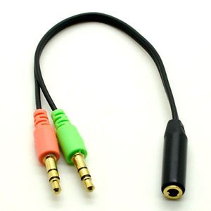 1pc Smartphone Headset to PC Adapter 3 5mm to Dual 3 5mm Audio Cable Cord Black