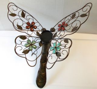 Butterfly Large Metal Candle Holder Table Décor 18"