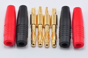 2 Pair 4mm Solder Type Banana Plugs Bullet Connectors Charger Adapters