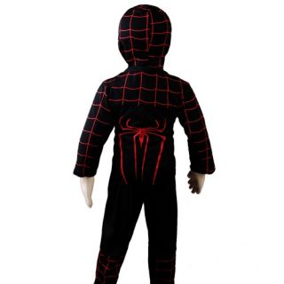 KD302 New Boys Spiderman Halloween Carnival Party Costume Outfits Suit Black Red