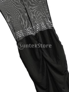 Sexy Transparent Black Long Halter Rhinestone Split Dress Prom Gown Clubwear