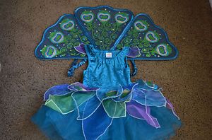 Gymboree 2T 3T Peacock Halloween Costume Toddler Girl Fairy Wings Glitter