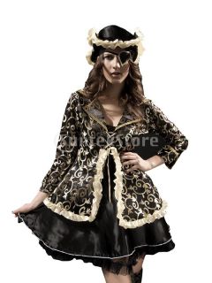 Women's Pirate Fancy Dress Party Costume Dress Up L Eye Patch Hat Jacket