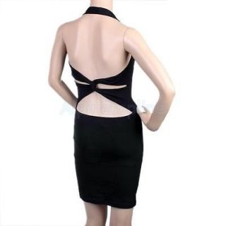 Sexy Women's V Neck Backless Twist Knot Club Cocktail Party Halter Mini Dress