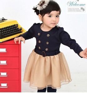 Girl Dress Long Sleeve Tutu Kids Clothes S5 6Y Baby Party Costume Cute Skirt
