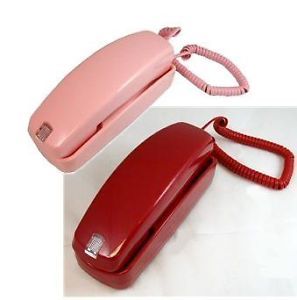 Lot 2 Pink Red Retro Trimline Styled Desk Wall Corded Phones