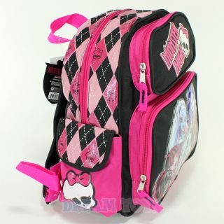 Monster High Pink CHECKERED12" Small Toddler Backpack Girls Book Bag School